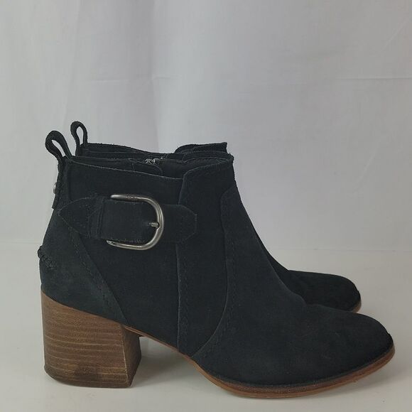 UGG Leahy Black Suede Leather Ankle Boot - Picture 2 of 15